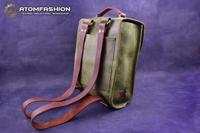 Кожаный рюкзак ручной работы в стиле стимпанк.